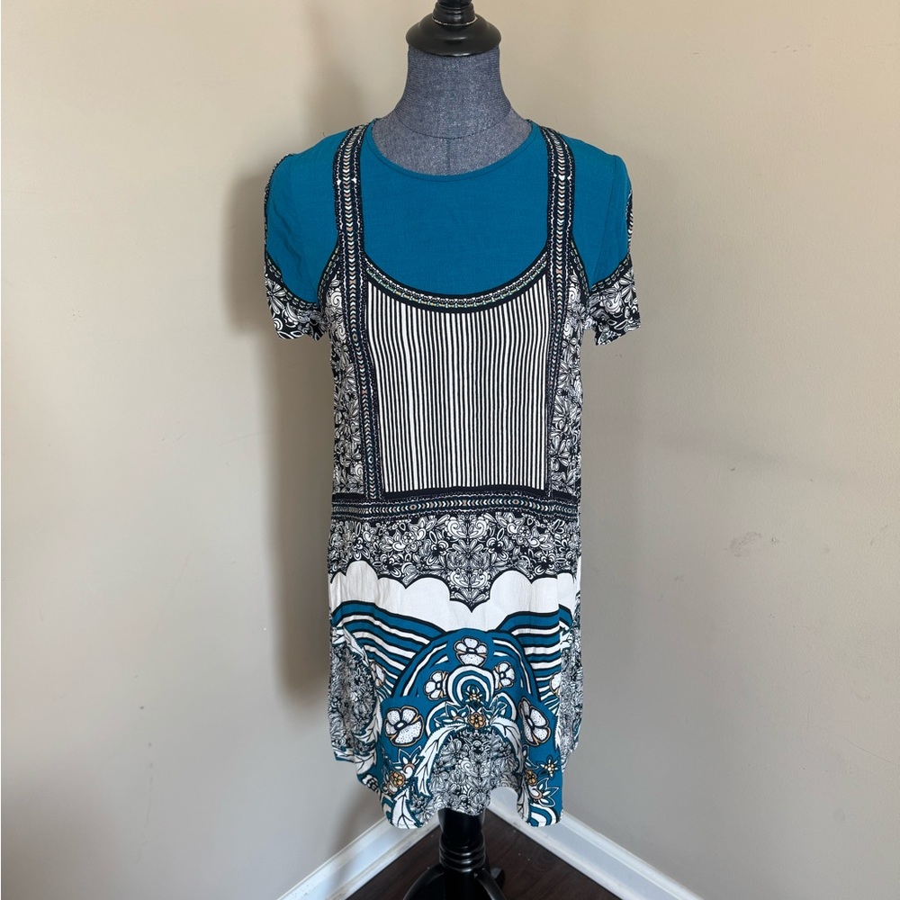 Express Bold Flapper Print 100% Rayon Dress